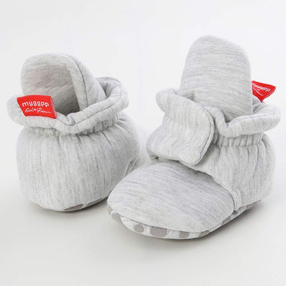 Baby Booties Newborn Boys Girls Fleece Boots Non Slip Grippers Stay on Slipper Socks Infant First Walker Winter Warm Crib Shoes